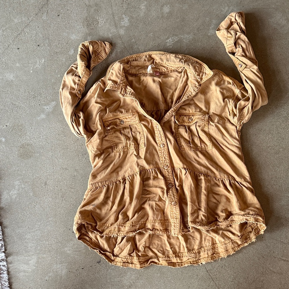Pilcro Tan Button-Down Women's Shirt
